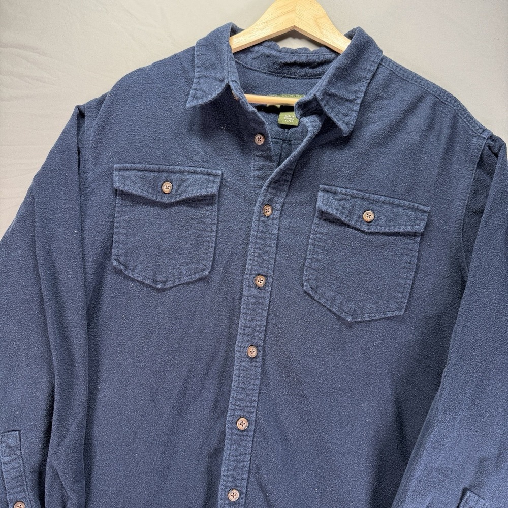 Eddie Bauer Chamois Work Shirt Mens XL Blue Button Up Long Sleeve Cotton Pockets